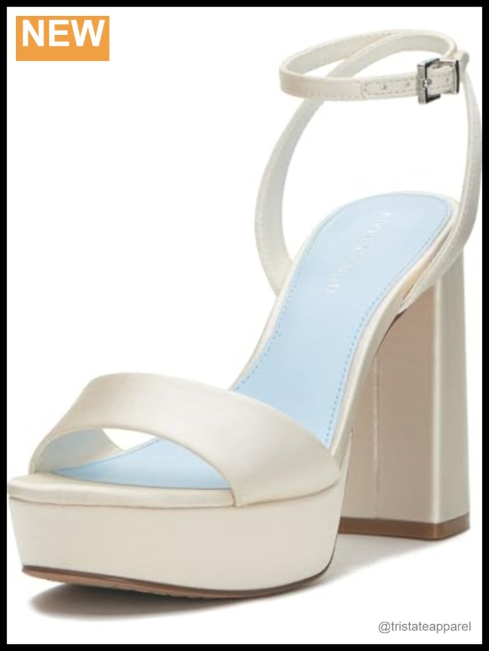 Platform Heeled Sandals with Block Heel, Ankle Strap, Open Toe & Cushioned